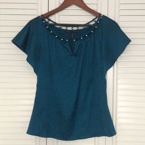 Teal short sleeve top, White House Black Market XS